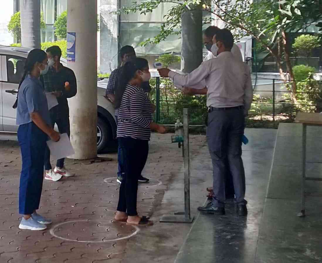 Students while entering an exam centre for 3rd NATA exam